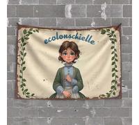 Aesthetic Tapestry Vintage Ecolonschielle: A Timeless Portrait of Style and Grace Tapestry Things for Boys Room Bed Room Decorations(75X100CM)