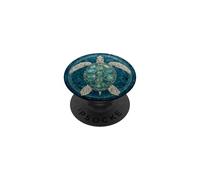 Aesthetic Teal Blue Sea Turtle Mosaic Tile Mandala PopSockets Adhesive PopGrip