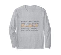 Aesthetic Thankful Autumn Typography Retro Word Art Fall Long Sleeve T-Shirt