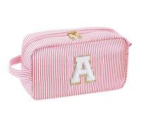 Aesthetic Toiletry Bag, Travel Makeup Bag with Zipper, Multifunctional Cosmetic Organizer, Cute Storage Case for Makeup Tools Small Items, Red, Refer to description, Unisex