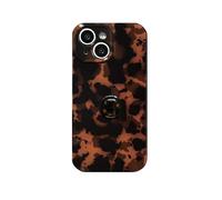 Aesthetic Tortoise Shell Phone Case for iPhone 15 with phone stand,Cute Brown Amber Leopard Slim IMD Process cases, Never Fade, Full Shockproof Camera Protection summer Girly woman - ring holder