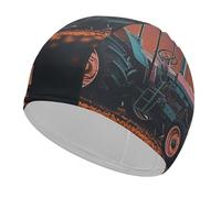 Aesthetic Tractor Swim Cap for Adult, Elastic Fabric Swimming Cap, Comfortable Bathing Cap for Long & Short Hair