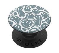 aesthetic trippy green liquid swirl dripping smile face PopSockets Adhesive PopGrip