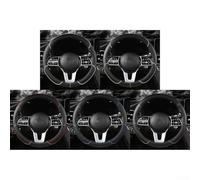 Aesthetic Upgrade Diamond Check Pattern on Leather Steering Wheel Protector (Black and red)