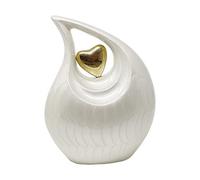 Aesthetic Urns White Teardrop Heart Metal Cremation Urn for Ashes Unique Vase Memorial Large Urn for Ashes Adult