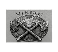 Aesthetic Viking Jigsaw Puzzles for Adults 500 Piece, Vintage Shield Axe Wooden Puzzles, Cool Printed Decor for Entertainment Creative