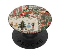 Aesthetic Vintage Christmas Tree Nutcracker Collage Xmas PopSockets Adhesive PopGrip