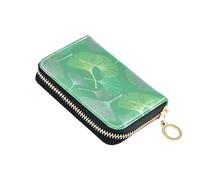 Aesthetic Wallet Womens Zip Around RFID Blocking Credit Card Holder Pastel Ginkgo Leaves Green Coin Change Purse with Zipper