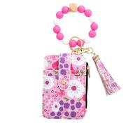 Aesthetic Wallets For Women, Wallet Flower Card Holder, Small Floral Faux Leather Wallet - Folded Edge Pretty Faux Leather Small Credit Card Silicone Strap Wallets Po, Hot Pink, Se référer au