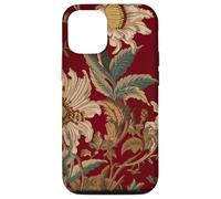 Aesthetic White Passion Flowers On Deep Red Vintage Art Case for iPhone 12/12 Pro