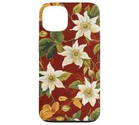 Aesthetic White Passion Flowers On Deep Red Vintage Art Case for iPhone 13