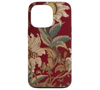 Aesthetic White Passion Flowers On Deep Red Vintage Art Case for iPhone 13 Pro