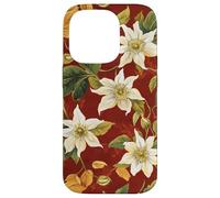 Aesthetic White Passion Flowers On Deep Red Vintage Art Case for iPhone 14 Pro