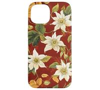 Aesthetic White Passion Flowers On Deep Red Vintage Art Case for iPhone 15