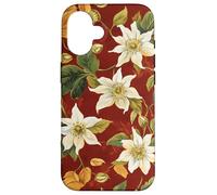 Aesthetic White Passion Flowers On Deep Red Vintage Art Case for iPhone 16