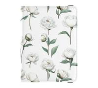 Aesthetic White Peony Passport and Vaccine Card Holder Combo Travel Passport Wallet With Vaccination Card Slot Passport Holder for Men and Women Waterproof