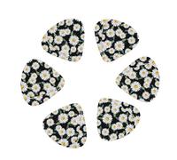 Aesthetic white Vintage sun flower 12 Pack Guitar Picks Plectrums with Organizer Storage Box, Guitar Picks for Bass Electric Acoustic Guitars Ukulele