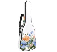 Aesthetic Wild Flowers and Butterflies Padded Guitar Bag, Protective Acoustic Guitar Cover Gig Bag for Electric Bass Classical Guitar