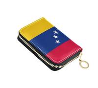 Aesthetic Women's Wallet Zip Around Credit Card Protector RFID Blocking Venezuela Flag Zipper Travel Wallet with Key Ring