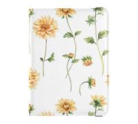 Aesthetic Yellow Dahlia Flowers Passport and Vaccine Card Wallet Combo Travel Documents Organizer Protector Passport Holder Combo with Vaccine Card Slot for Women and Men Waterproof