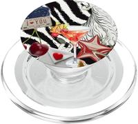 Aesthetic Zebra Print Y2K Leopard Girl Stars Collage Martini PopSockets PopGrip for MagSafe