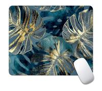 Aesthetics Abstract Mouse Pad Non-Slip Rubber Base Mousepad for Laptop, Computer & PC Abstract Art Desk Mat Tropical Teal Gold Monstera