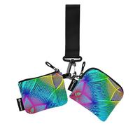 Aesthetics Colorful Abstract Women's Coin Wallet Card Holder Slim Detachable Credit Card Wallet Organizer with Zipper Pocket for Work Travel 2 Pcs, Arrangement Aesthetics Colorful abstract, One Size,