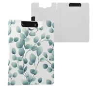 Aesthetics Eucalyptus Leaf Folded Clipboard Double Metal Clips Pen Holder Clip Board with Cover Clipboard Folio Stationery Accessories