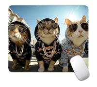 Aesthetics Square Cute Mouse Pad Non-Slip Rubber Base Mousepad for Laptop, Computer & PC,Cute Design Desk Accessories Cool Cat Crew