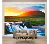 Aesthetics Sunset Waterfall River Mountains 3D Wallpaper Luxury Home Dining Decor Paste Sofa Living Room The Wall for Bedroom Mural-150cm×105cm