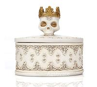 Aestivate Skeleton Head White Skull Jewelry Box Holder Organizer with Crown Halloween Skeleton Decorations Home Skull Decor