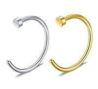 Aestustheri 20G C-Shape Fake Nose Ring - No Piercing Required - 8mm Fake Nose Ring Hoop for Nose, Lip, Septum & Cartilage - Fake Piercings Jewellery for Women - 316L Surgical Steel