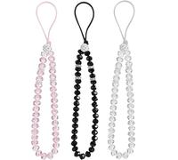 Aestustheri 3PCS Phone Wrist Straps - Crystal Beads Wrist Straps - Sparkling Phone Strap