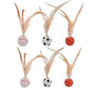 AESZITTEW 6PCS Cat Bouncy Ball Cat Feather Toys Balls Tails Entertainment Bouncy Toy Interactive Ball for Dog Pet Toys Gift