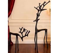 AESZITTEW Black Reindeer Statues,2PCS Christmas Metal Reindeers Table Sculpture, Modern Style Decorative Reindeer Ornaments for Fireplace Bedroom Home