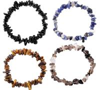 AESZITTEW Natural Energy Bracelet 4PCS Irregular Purple Chip Bracelet Healing Crystal Stretch BraceletS for Birthday and Celebration Gifts (#1)