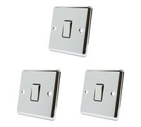 AET CPC1GSWIBC Polished Chrome Classical Black Insert Metal Rocker Switch-10 Amp Single 1 Gang 2 Way Light Switch (Pack of 3)