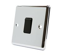 AET CPC1GSWIBL Polished Chrome Classical Black Insert Plastic Rocker Switch-10 Amp Single 1 Gang 2 Way Light Switch, 240 V