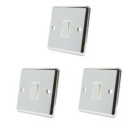 AET CPC1GSWIWC Polished Chrome Classical White Insert Metal Rocker Switch-10 Amp Single 1 Gang 2 Way Light Switch (Pack of 3)