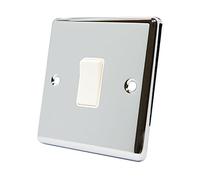 AET CPC1GSWIWH Polished Chrome Classical White Insert Plastic Rocker Switch-10 Amp Single 1 Gang 2 Way Light Switch, 240 V