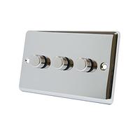 AET CPC3GDIM4 10 A 400 W 3 Gang 2 Way Classical Chrome Polished Light Dimmer Switch