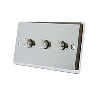 AET CPC3GDIM4 Polished Chrome Classical 400W-10 Amp Triple 3 Gang 2 Way 400W Light Dimmer Switch