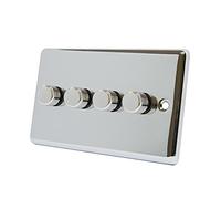 AET CPC4GDIM4 Polished Chrome Classical 400W-10 Amp 4 Gang 2 Way 400W Light Dimmer Switch, 400 W, 200 - 250 V