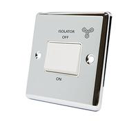 AET CPCFANWH Polished Chrome Classical White Insert Plastic Rocker Switch-10 Amp 3-Pole Fan Isolator Switch
