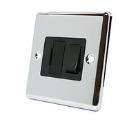 AET CPCSFSBL 13 A Classical Chrome Polished Switched Fused Spur with Black Insert Plastic Rocker Switch