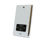 AET CPCSHABL Polished Chrome Classical Black Insert 2-Gang Dual Voltage 115V/230V Shaver Socket