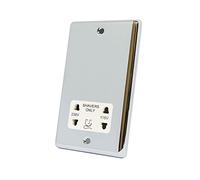 AET CPCSHAWH Polished Chrome Classical White Insert 2-Gang Dual Voltage 115V/230V Shaver Socket, 240 V