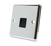 AET CPCTELSBL Classical Chrome Polished BT Extension Telephone Slave Socket with Black Insert