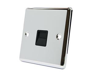 AET CPCTELSBL Classical Chrome Polished BT Extension Telephone Slave Socket with Black Insert