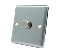 AET CSC1GDIM40 Satin Chrome Classical 400W-10 Amp Single 1 Gang 2 Way 400W Light Dimmer Switch, 400 W, 240 V, 1 Count